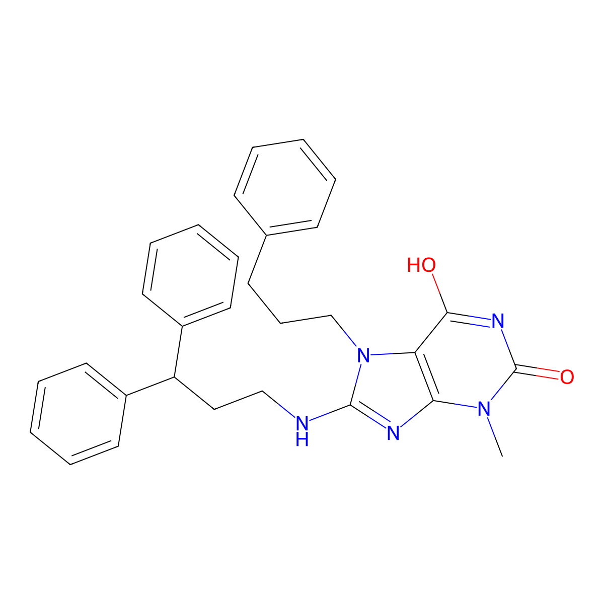 8-(3,3-Diphenylpropylamino)-3-methyl-7-(3-phenylpropyl)purine-2,6-dione molecular structure, CAS 575462-61-2