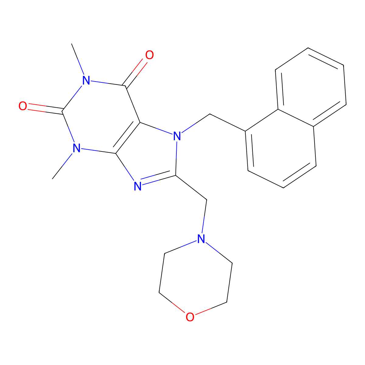 1,3-Dimethyl-8-(morpholin-4-ylmethyl)-7-(naphthalen-1-ylmethyl)purine-2,6-dione molecular structure, CAS 575462-65-6
