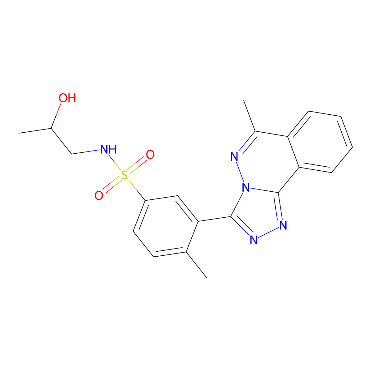 N-(2-hydroxypropyl)-4-methyl-3-(6-methyl-[1,2,4]triazolo[3,4-a]phthalazin-3-yl)benzenesulfonamide molecular structure, CAS 575462-77-0