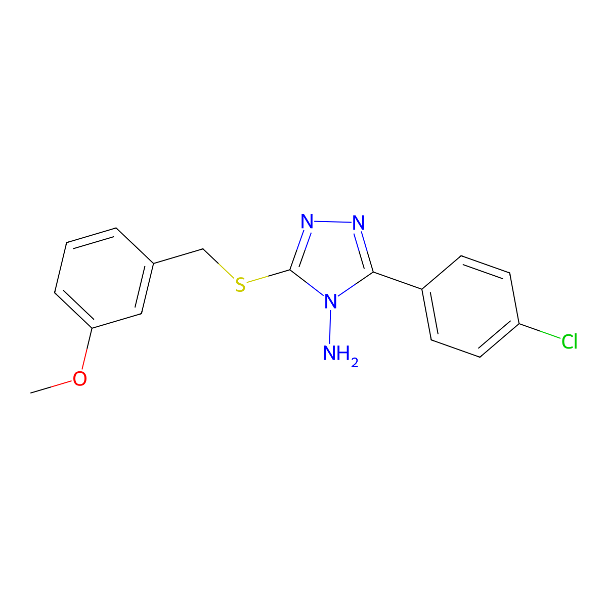 3-(4-Chlorophenyl)-5-((3-methoxybenzyl)thio)-4H-1,2,4-triazol-4-amine molecular structure, CAS 575462-80-5