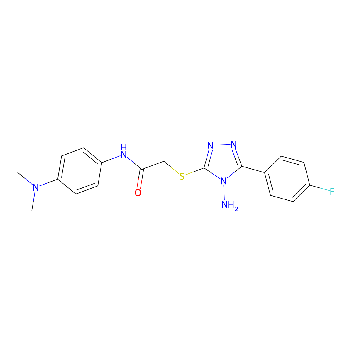 2-{[4-amino-5-(4-fluorophenyl)-4H-1,2,4-triazol-3-yl]sulfanyl}-N-[4-(dimethylamino)phenyl]acetamide molecular structure, CAS 575462-92-9