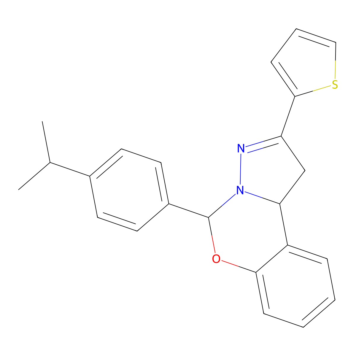 5-(4-Isopropylphenyl)-2-thien-2-yl-1,10b-dihydropyrazolo[1,5-c][1,3]benzoxazine molecular structure, CAS 575462-93-0