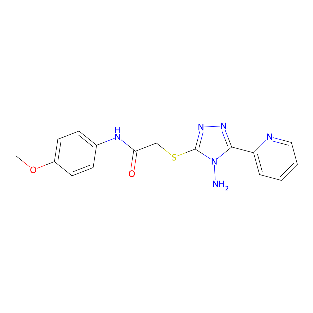 2-((4-amino-5-(pyridin-2-yl)-4H-1,2,4-triazol-3-yl)thio)-N-(4-methoxyphenyl)acetamide molecular structure, CAS 575463-03-5