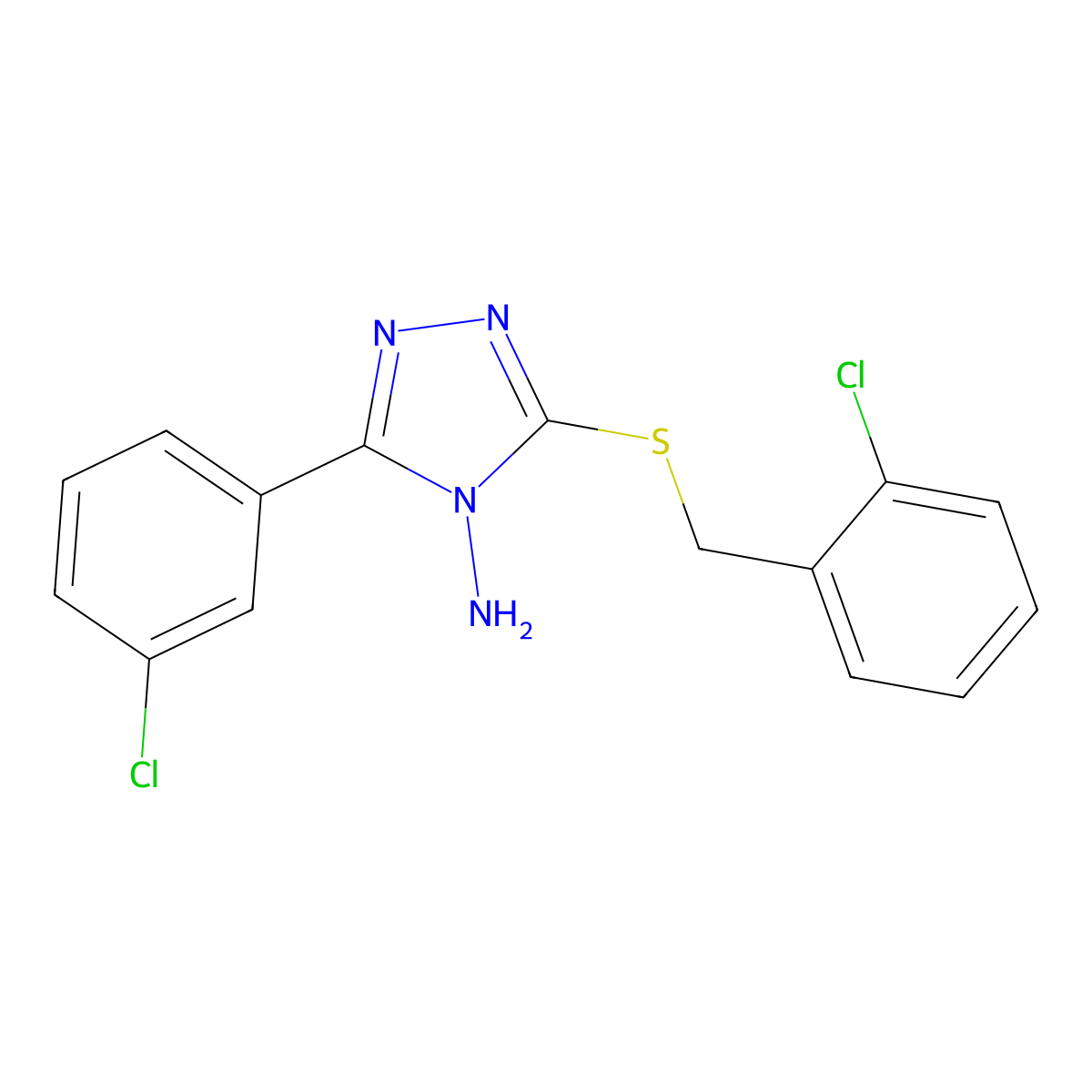 3-[(2-chlorobenzyl)sulfanyl]-5-(3-chlorophenyl)-4H-1,2,4-triazol-4-amine molecular structure, CAS 575463-24-0