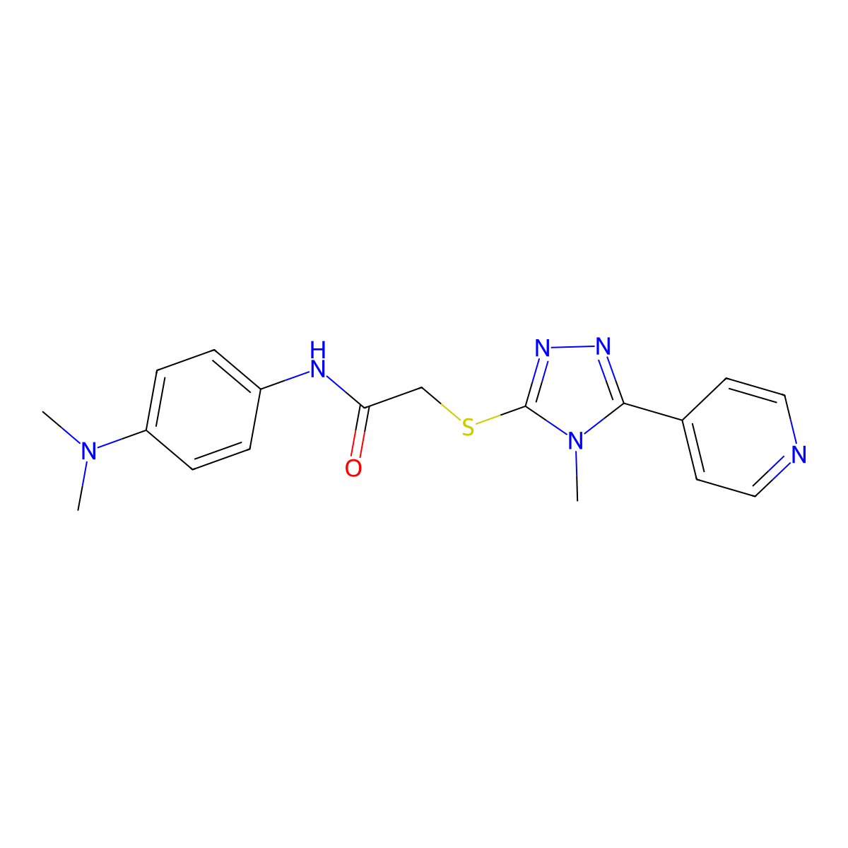 N-[4-(dimethylamino)phenyl]-2-{[4-methyl-5-(pyridin-4-yl)-4H-1,2,4-triazol-3-yl]sulfanyl}acetamide molecular structure, CAS 575463-34-2