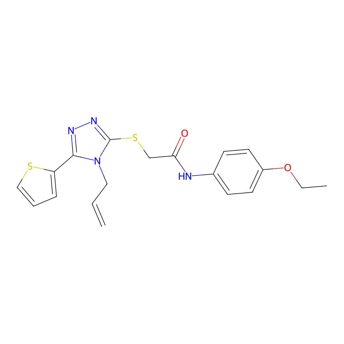 2-{[4-Allyl-5-(2-thienyl)-4H-1,2,4-triazol-3-YL]sulfanyl}-N-(4-ethoxyphenyl)acetamide molecular structure, CAS 575463-44-4