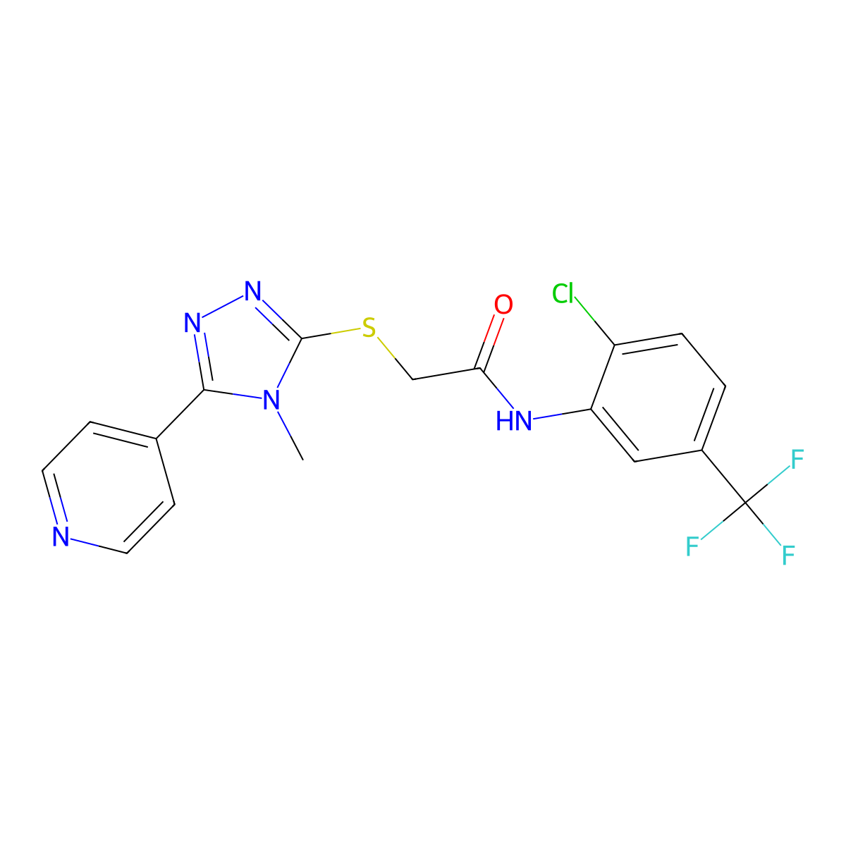 N-[2-chloro-5-(trifluoromethyl)phenyl]-2-{[4-methyl-5-(pyridin-4-yl)-4H-1,2,4-triazol-3-yl]sulfanyl}acetamide molecular structure, CAS 575463-62-6
