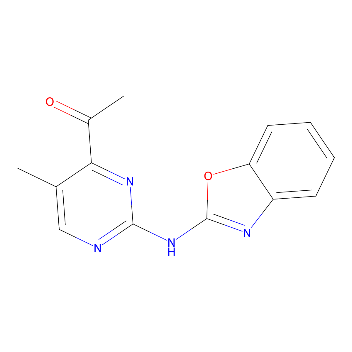 1-[2-(1,3-Benzoxazol-2-ylamino)-5-methylpyrimidin-4-yl]ethanone molecular structure, CAS 575463-64-8