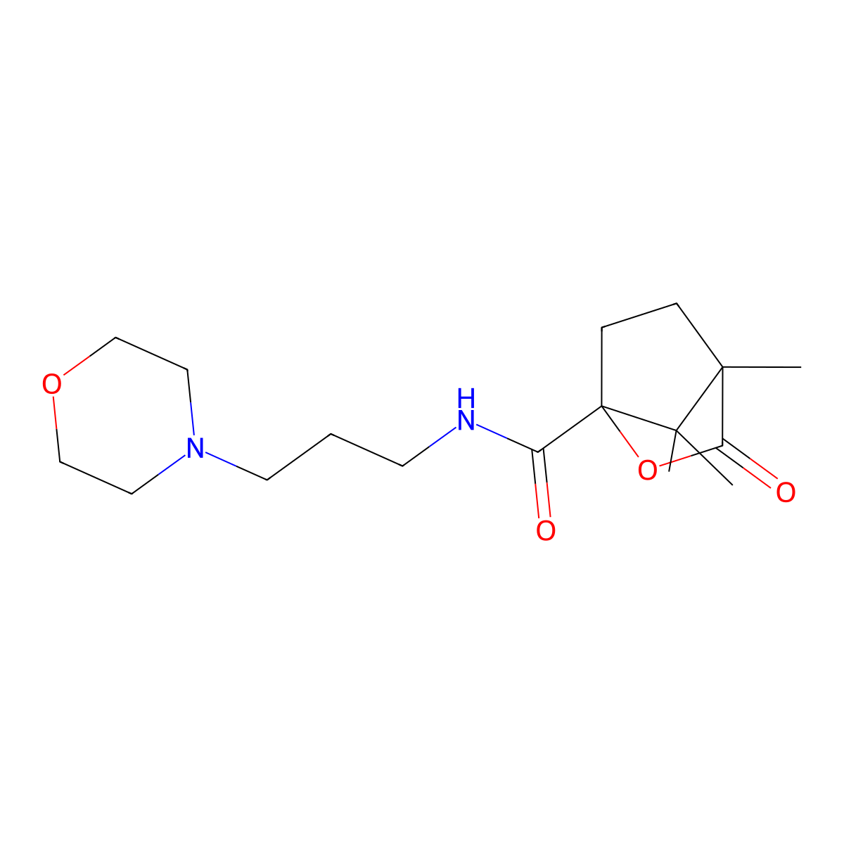 4,7,7-trimethyl-N-[3-(morpholin-4-yl)propyl]-3-oxo-2-oxabicyclo[2.2.1]heptane-1-carboxamide molecular structure, CAS 575463-69-3