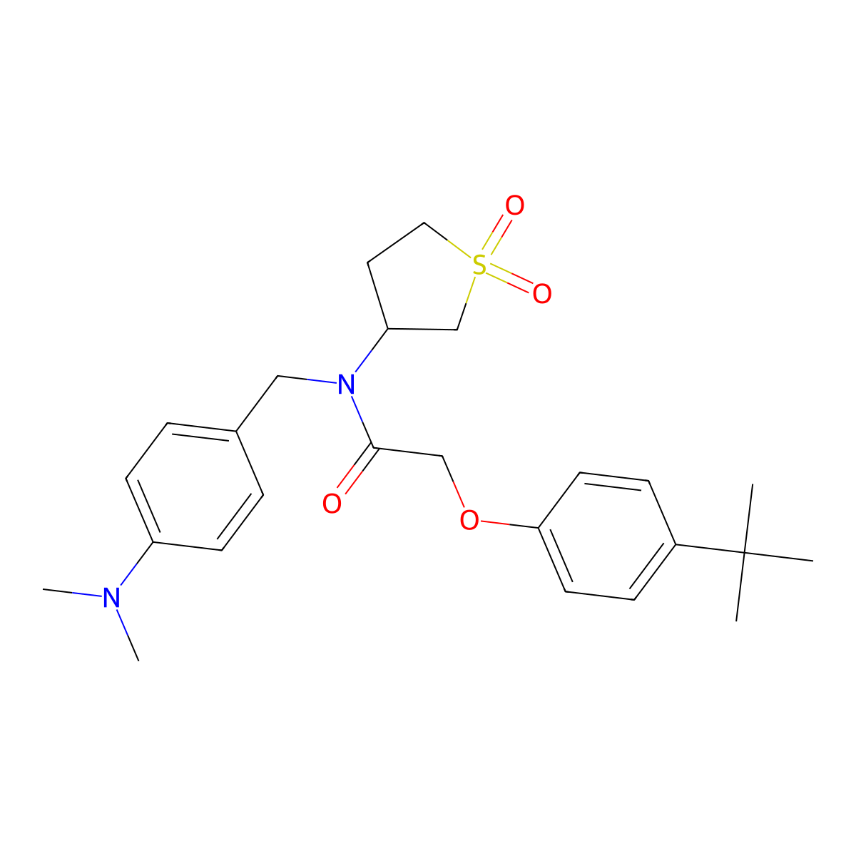 2-(4-tert-butylphenoxy)-N-[4-(dimethylamino)benzyl]-N-(1,1-dioxidotetrahydrothiophen-3-yl)acetamide molecular structure, CAS 575465-72-4