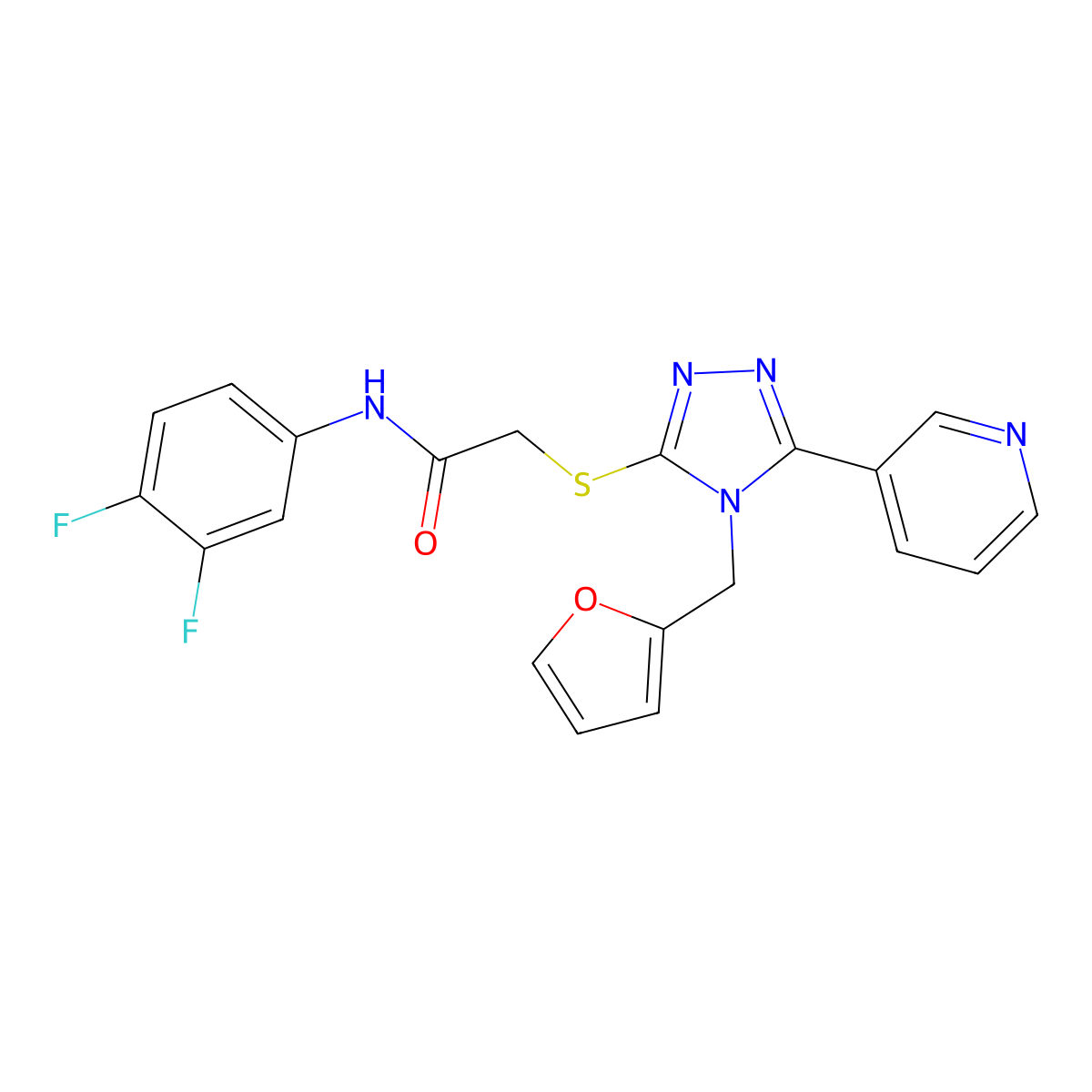 N-(3,4-difluorophenyl)-2-{[4-(furan-2-ylmethyl)-5-(pyridin-3-yl)-4H-1,2,4-triazol-3-yl]sulfanyl}acetamide molecular structure, CAS 575465-73-5