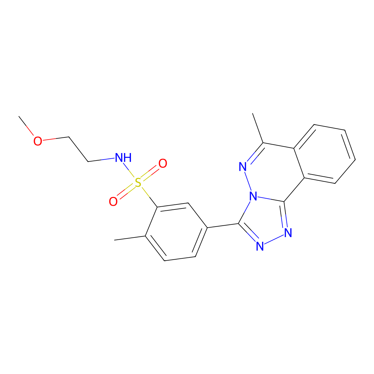 N-(2-methoxyethyl)-2-methyl-5-(6-methyl-[1,2,4]triazolo[3,4-a]phthalazin-3-yl)benzenesulfonamide molecular structure, CAS 575465-84-8