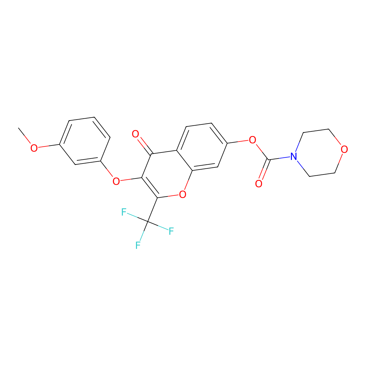 3-(3-methoxyphenoxy)-4-oxo-2-(trifluoromethyl)-4H-chromen-7-yl morpholine-4-carboxylate molecular structure, CAS 575465-92-8