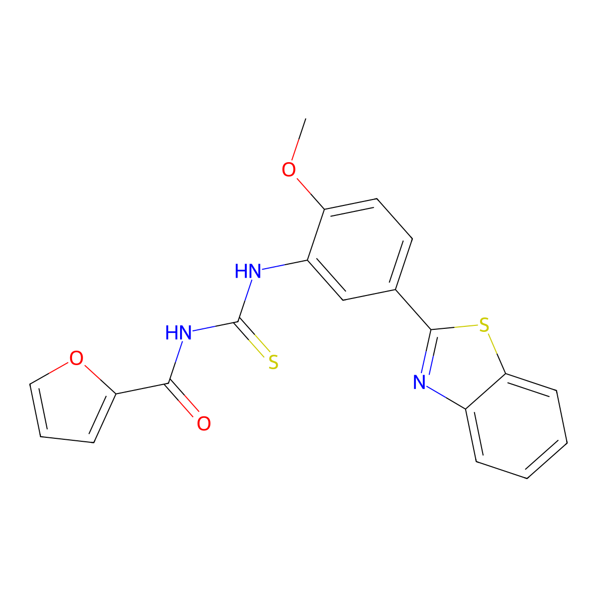 N-[[5-(1,3-benzothiazol-2-yl)-2-methoxyphenyl]carbamothioyl]furan-2-carboxamide molecular structure, CAS 575465-93-9