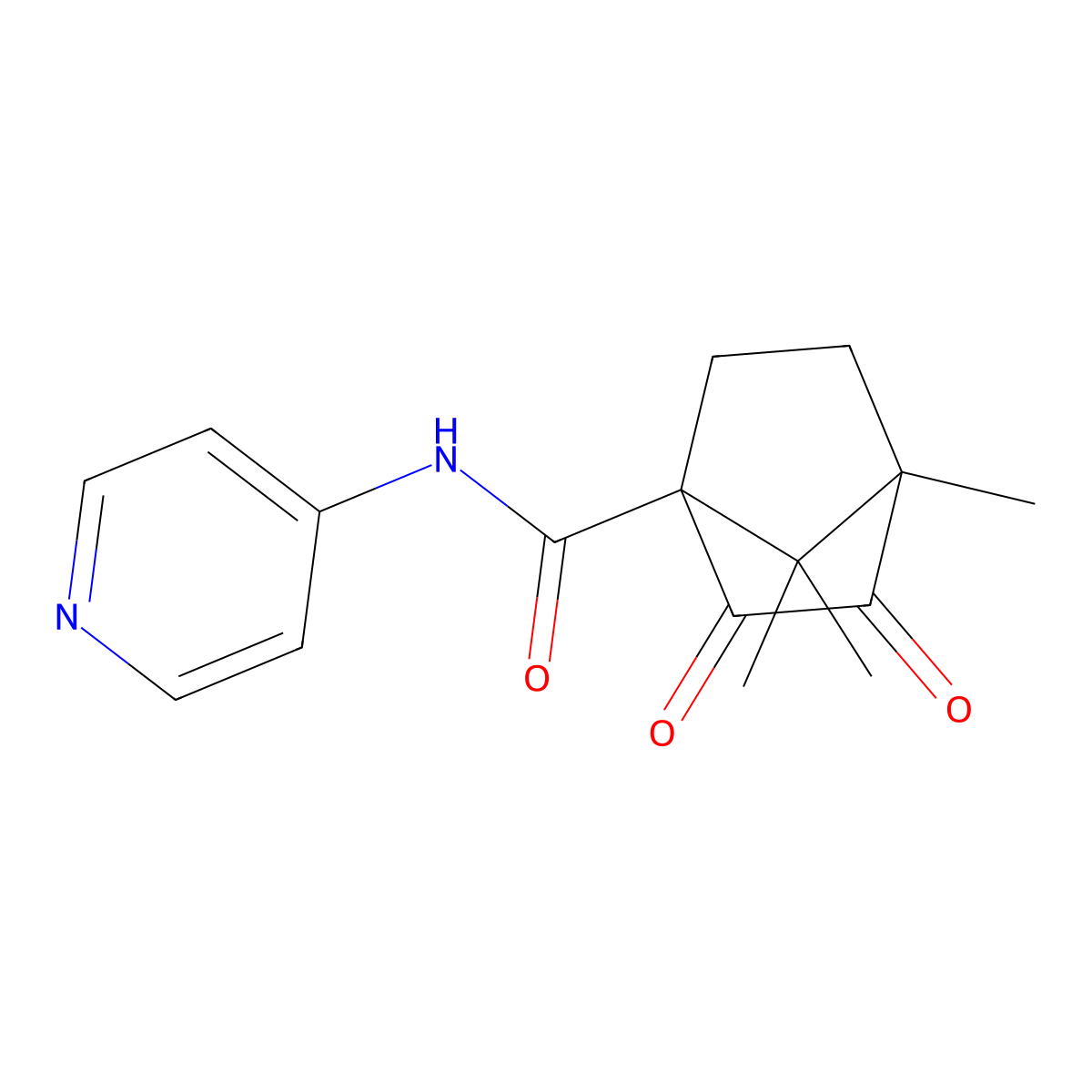 4,7,7-trimethyl-2,3-dioxo-N-(4-pyridinyl)bicyclo[2.2.1]heptane-1-carboxamide molecular structure, CAS 575465-95-1