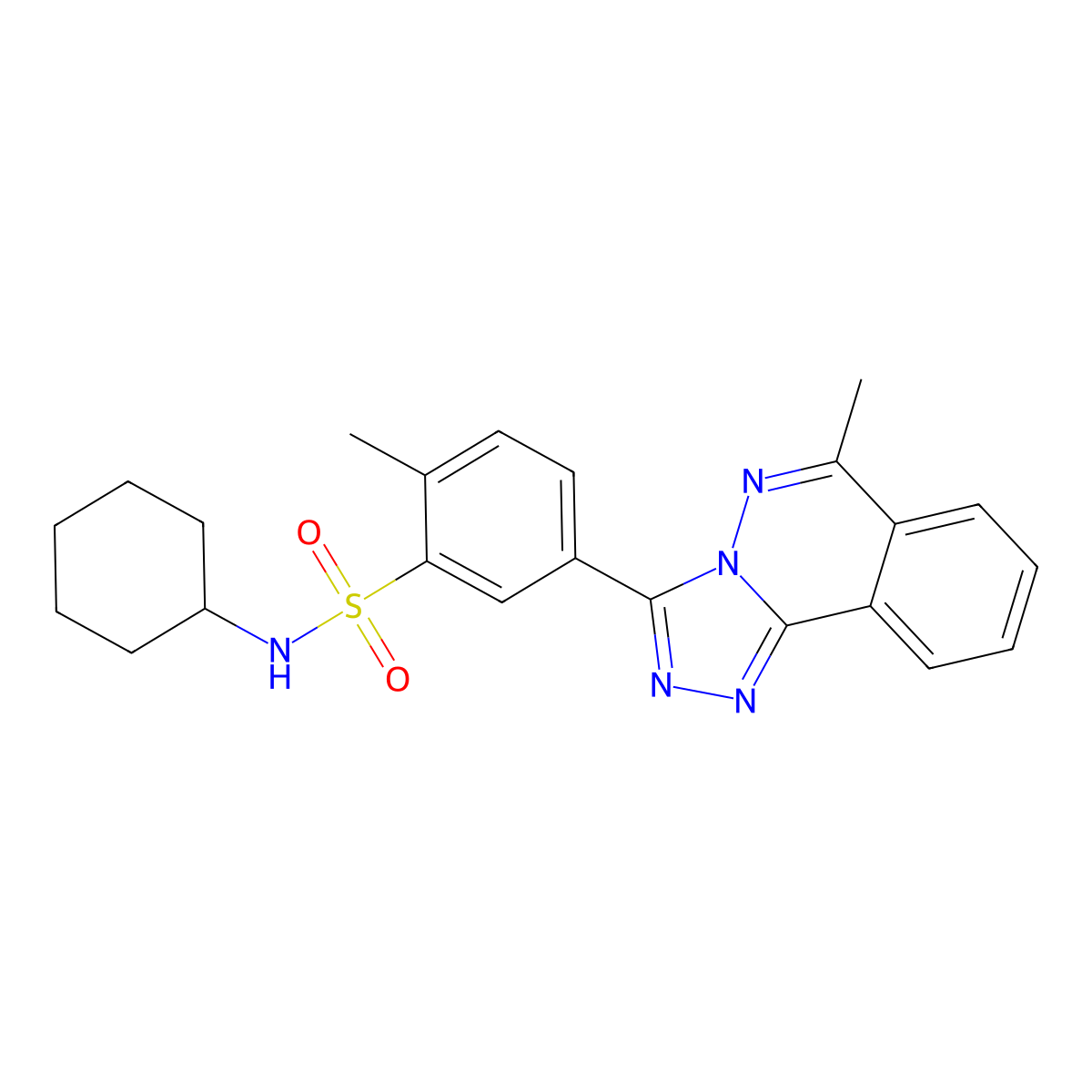 N-cyclohexyl-2-methyl-5-(6-methyl-[1,2,4]triazolo[3,4-a]phthalazin-3-yl)benzenesulfonamide molecular structure, CAS 575465-96-2