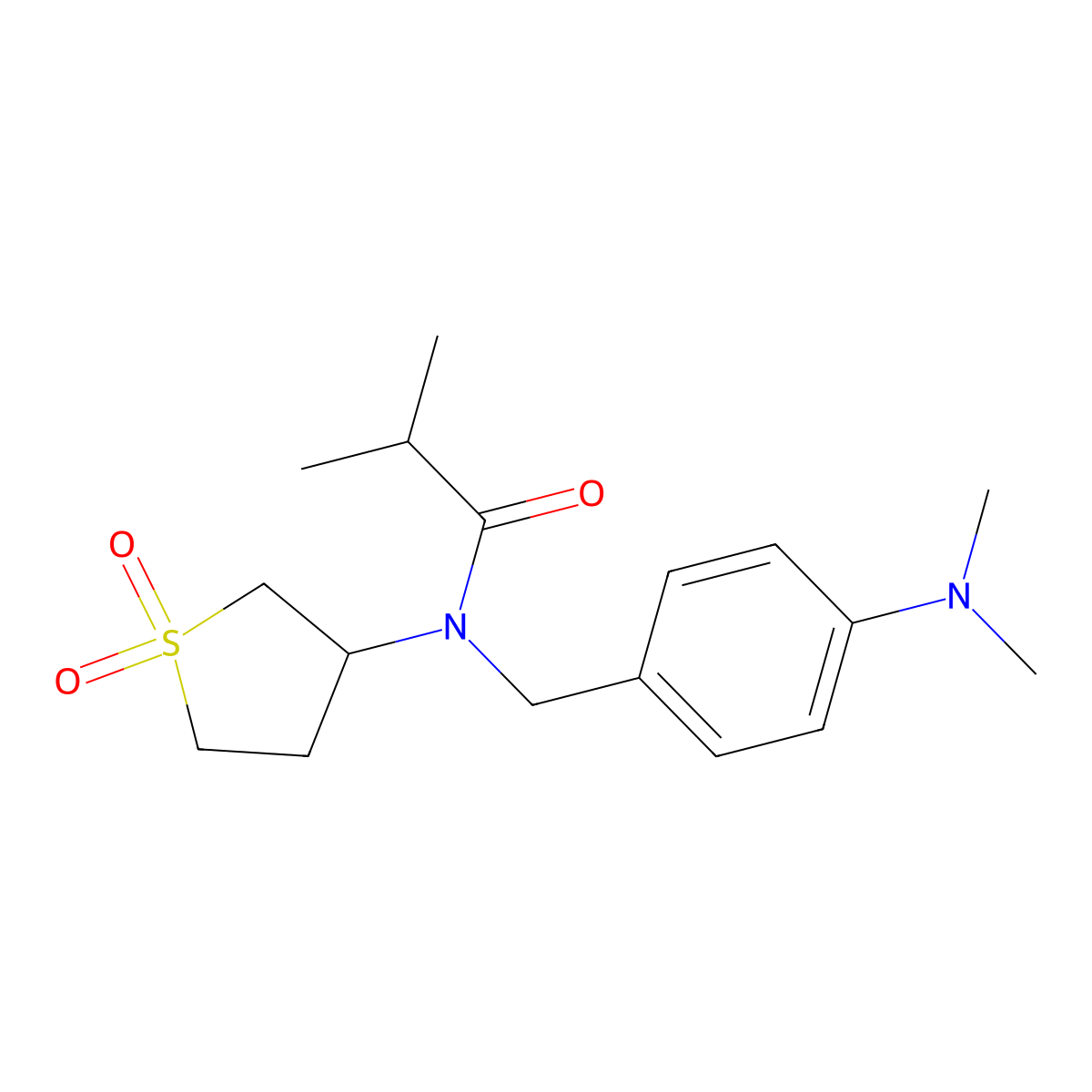 N-[4-(dimethylamino)benzyl]-N-(1,1-dioxidotetrahydrothiophen-3-yl)-2-methylpropanamide molecular structure, CAS 575466-28-3