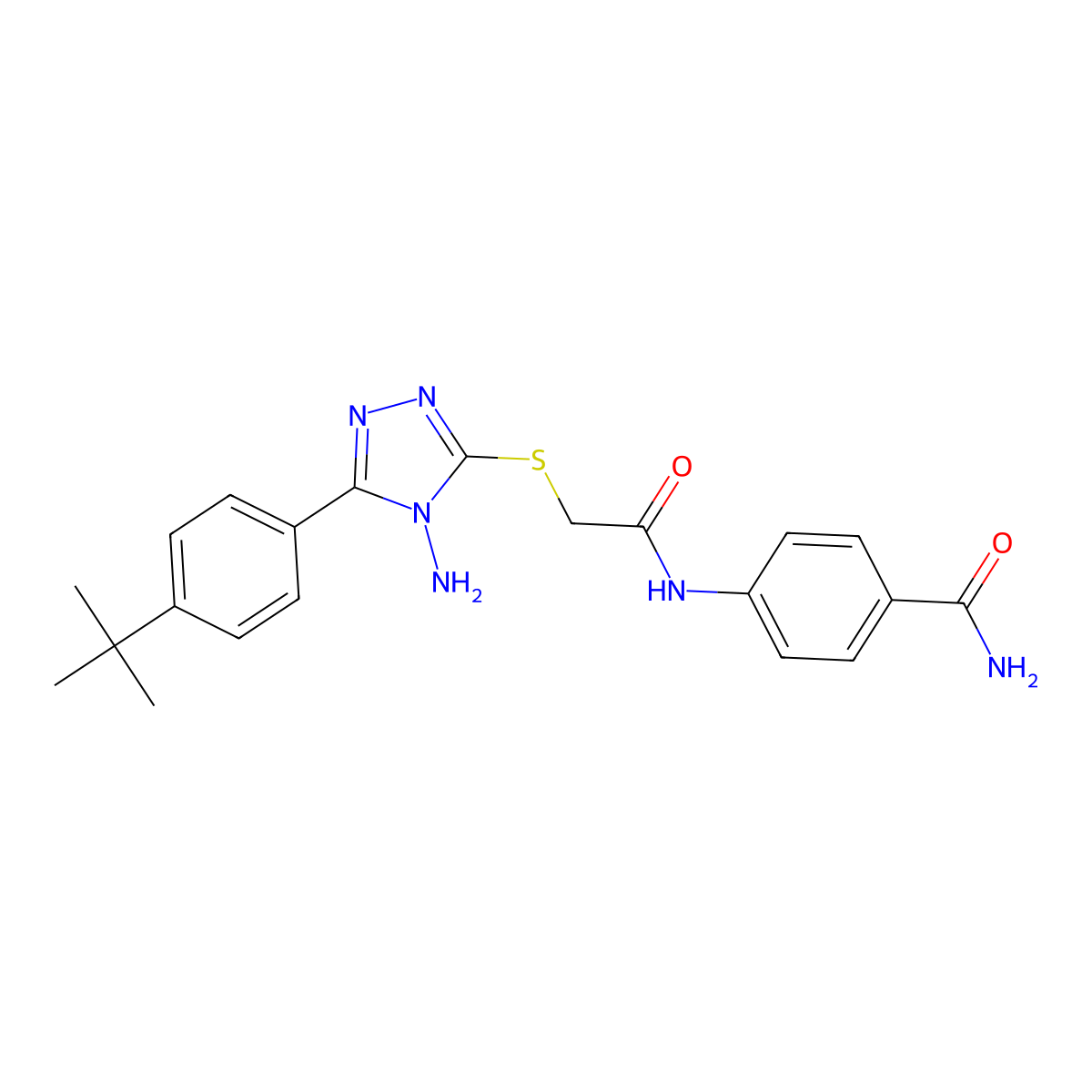 4-[({[4-amino-5-(4-tert-butylphenyl)-4H-1,2,4-triazol-3-yl]sulfanyl}acetyl)amino]benzamide molecular structure, CAS 575466-33-0