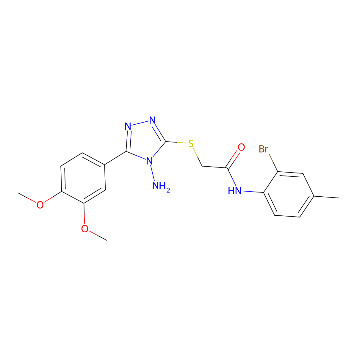 2-{[4-amino-5-(3,4-dimethoxyphenyl)-4H-1,2,4-triazol-3-yl]sulfanyl}-N-(2-bromo-4-methylphenyl)acetamide molecular structure, CAS 575466-43-2