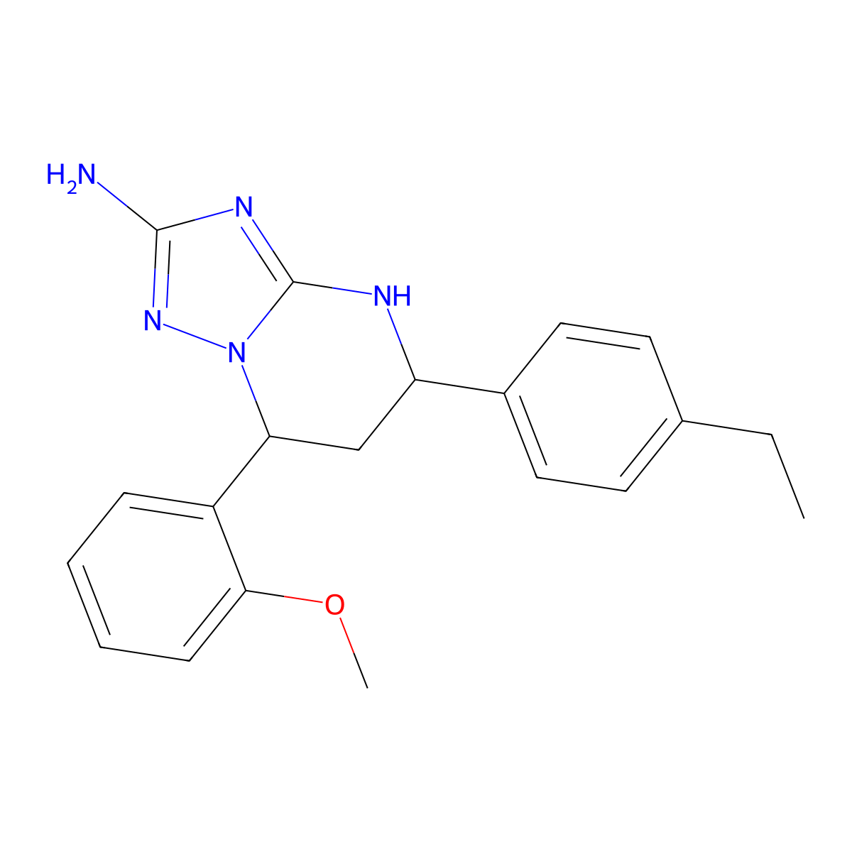 5-(4-Ethylphenyl)-7-(2-methoxyphenyl)-4,5,6,7-tetrahydro[1,2,4]triazolo[1,5-a]pyrimidin-2-ylamine molecular structure, CAS 575466-56-7