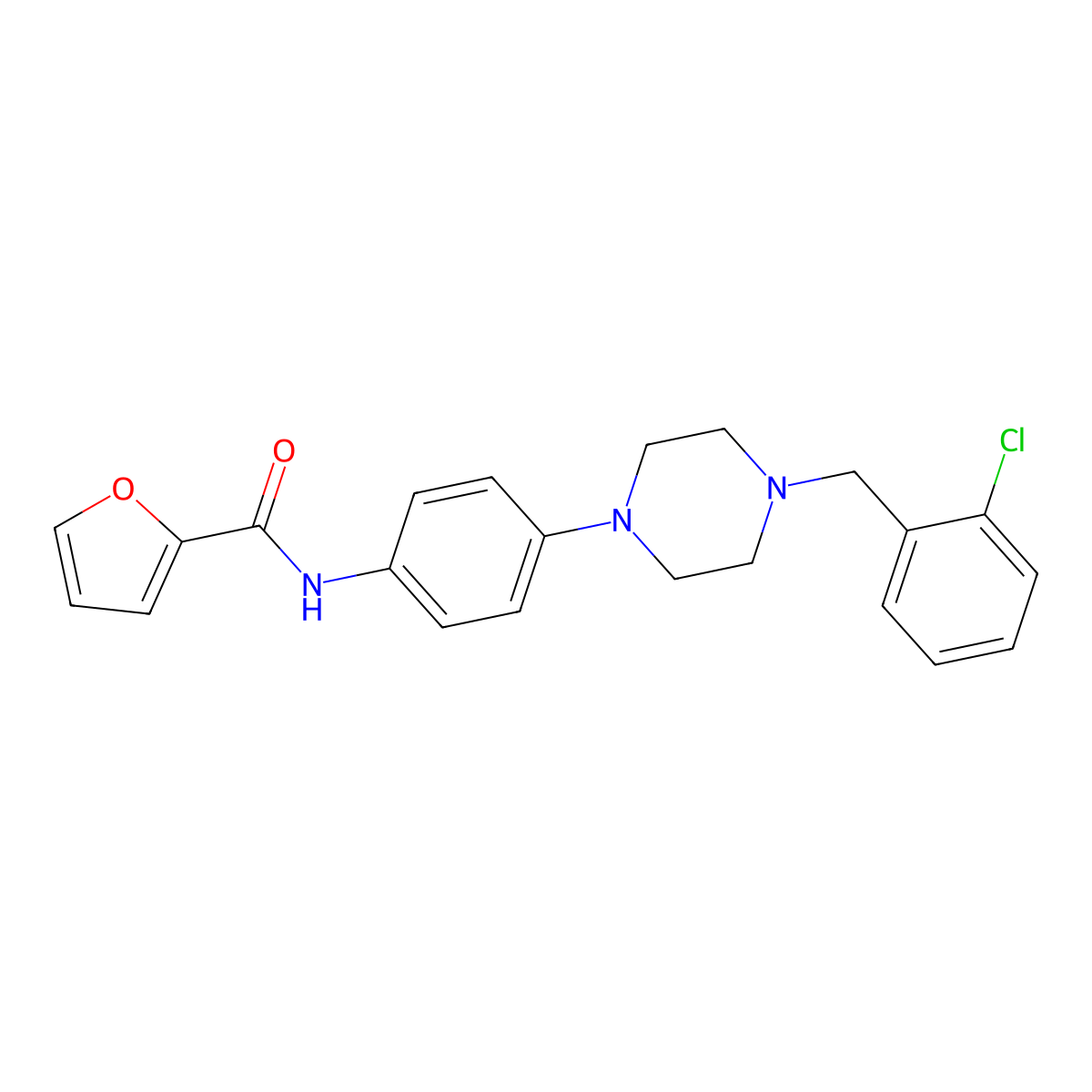 N-[4-[4-[(2-chlorophenyl)methyl]piperazin-1-yl]phenyl]furan-2-carboxamide molecular structure, CAS 575466-60-3