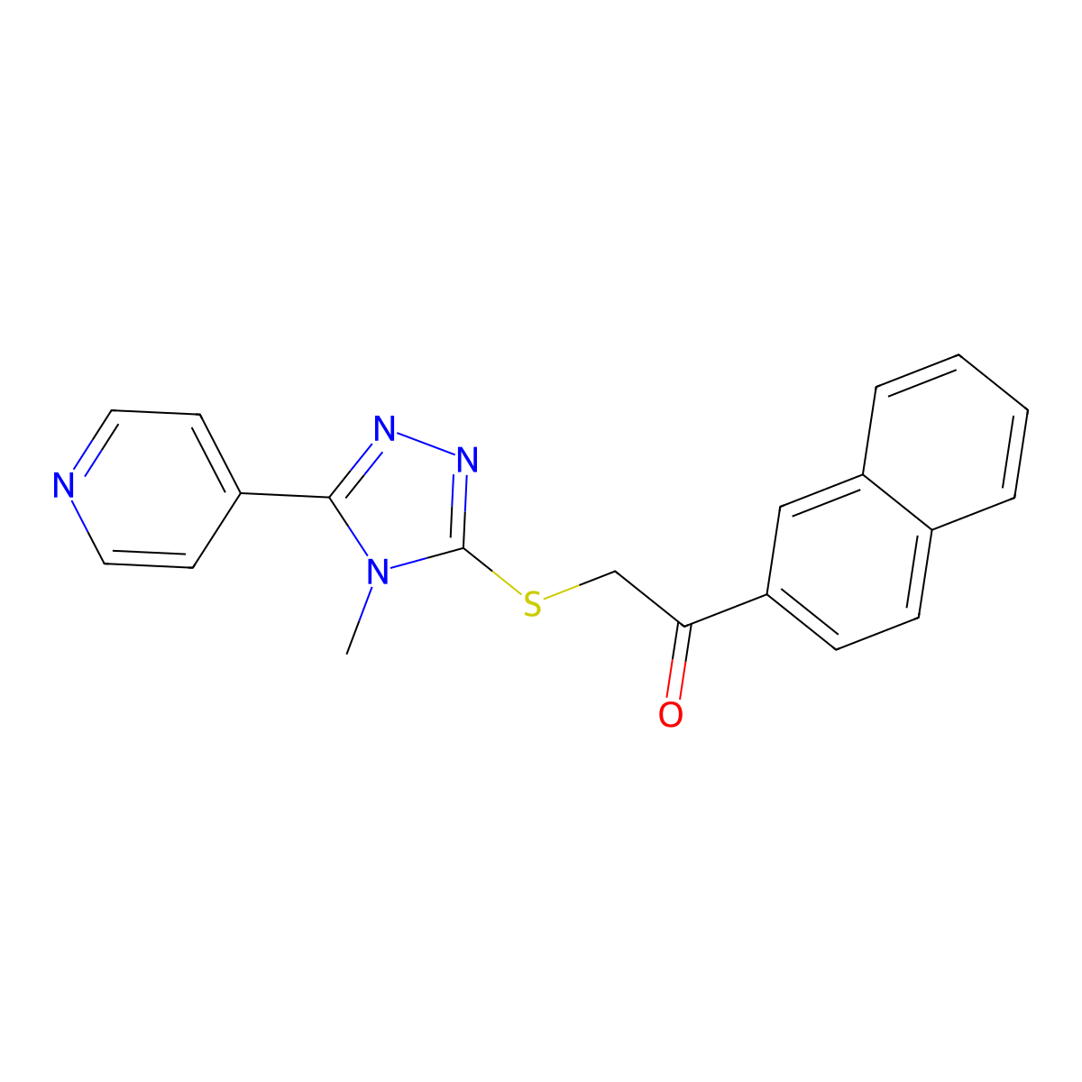 2-{[4-methyl-5-(pyridin-4-yl)-4H-1,2,4-triazol-3-yl]sulfanyl}-1-(naphthalen-2-yl)ethanone molecular structure, CAS 575466-62-5