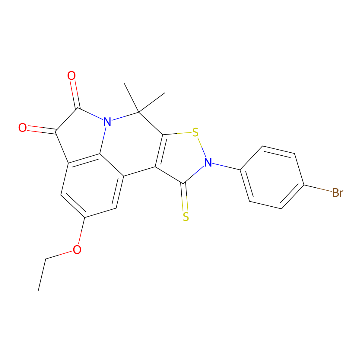 9-(4-bromophenyl)-2-ethoxy-7,7-dimethyl-10-thioxo-9,10-dihydro-7H-pyrrolo[3,2,1-ij][1,2]thiazolo[5,4-c]quinoline-4,5-dione molecular structure, CAS 575466-83-0