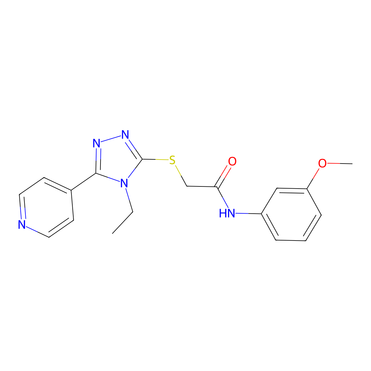 2-{[4-Ethyl-5-(4-pyridinyl)-4H-1,2,4-triazol-3-YL]sulfanyl}-N-(3-methoxyphenyl)acetamide molecular structure, CAS 575467-06-0