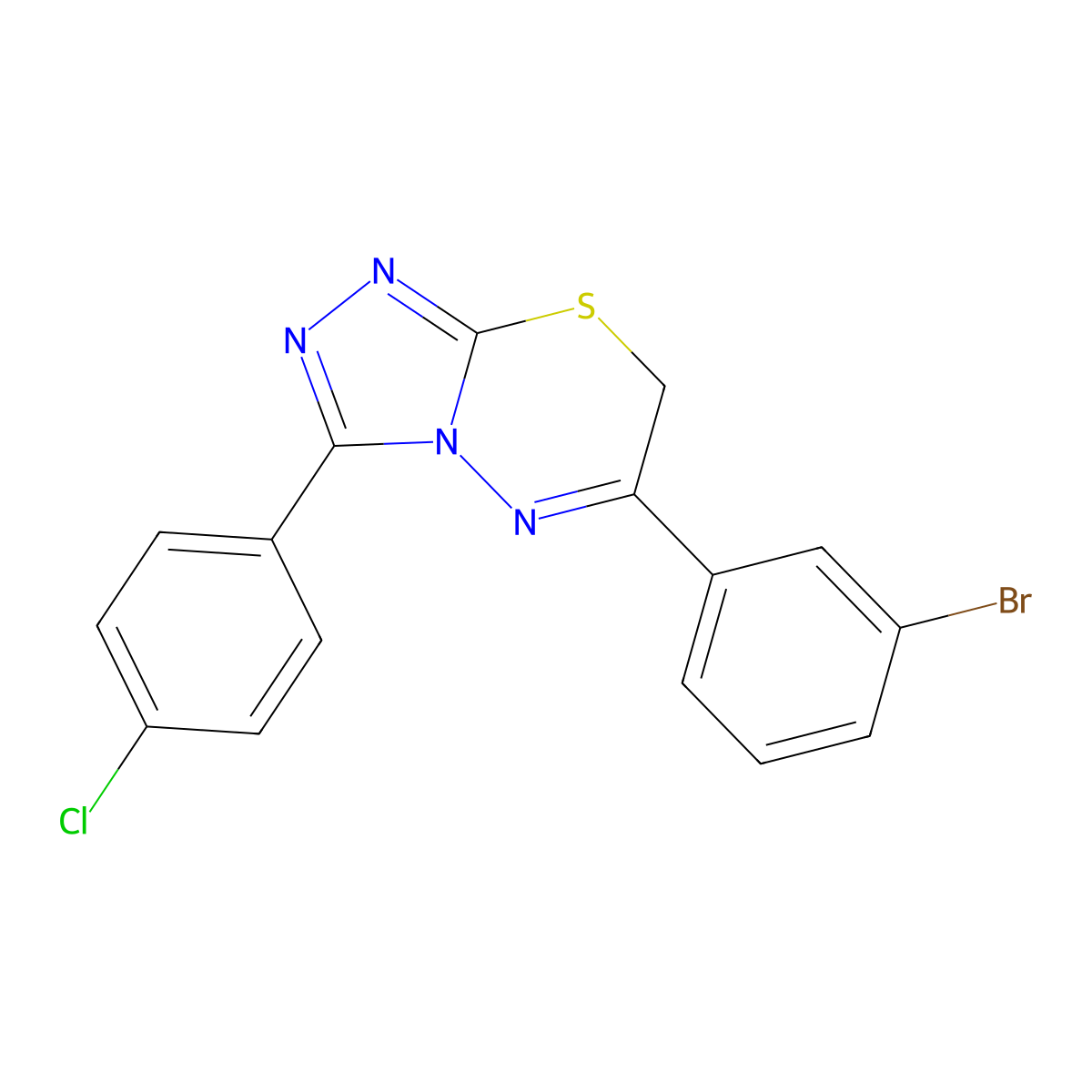 6-(3-bromophenyl)-3-(4-chlorophenyl)-7H-[1,2,4]triazolo[3,4-b][1,3,4]thiadiazine molecular structure, CAS 575467-10-6
