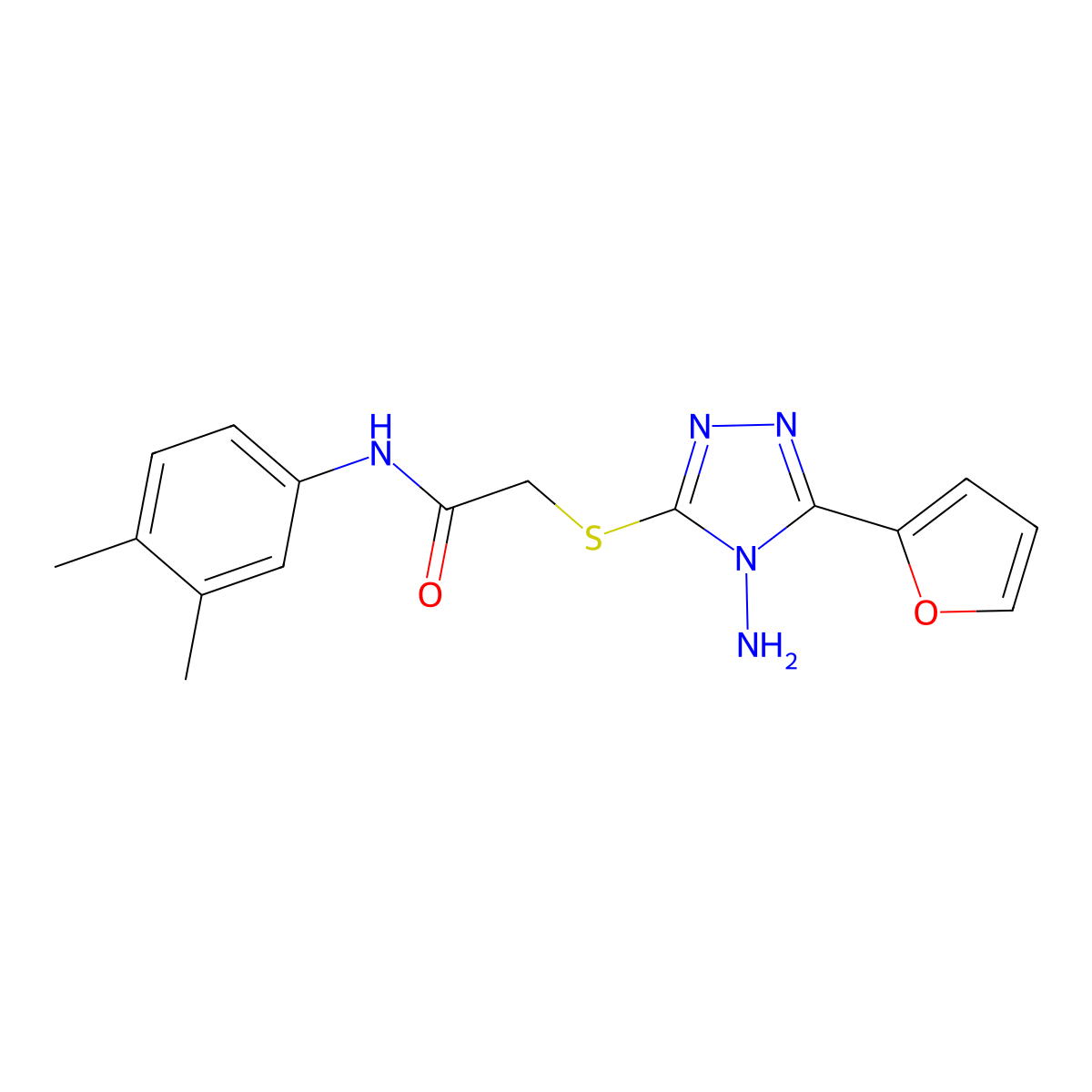 2-((4-amino-5-(furan-2-yl)-4H-1,2,4-triazol-3-yl)thio)-N-(3,4-dimethylphenyl)acetamide molecular structure, CAS 575467-12-8