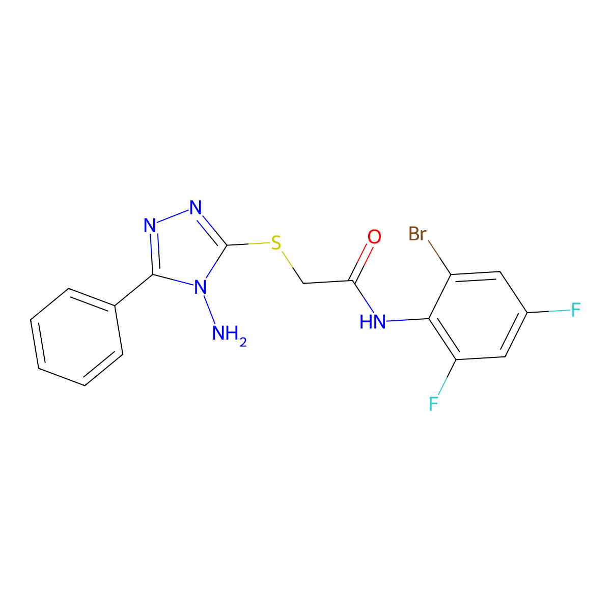 2-[(4-amino-5-phenyl-4H-1,2,4-triazol-3-yl)sulfanyl]-N-(2-bromo-4,6-difluorophenyl)acetamide molecular structure, CAS 575467-56-0
