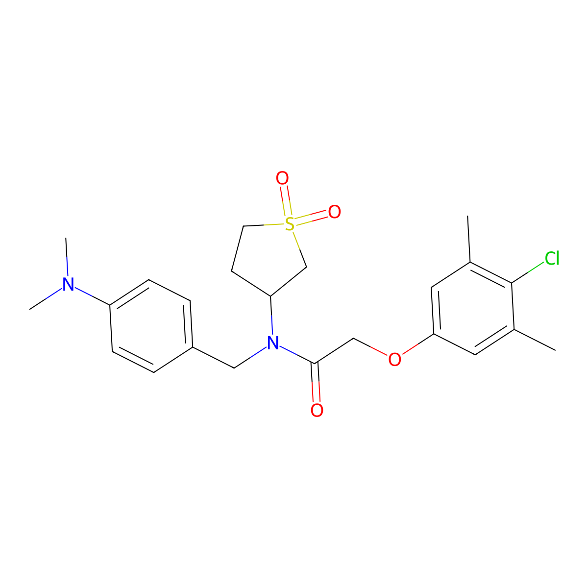 2-(4-chloro-3,5-dimethylphenoxy)-N-[4-(dimethylamino)benzyl]-N-(1,1-dioxidotetrahydrothiophen-3-yl)acetamide molecular structure, CAS 575467-95-7