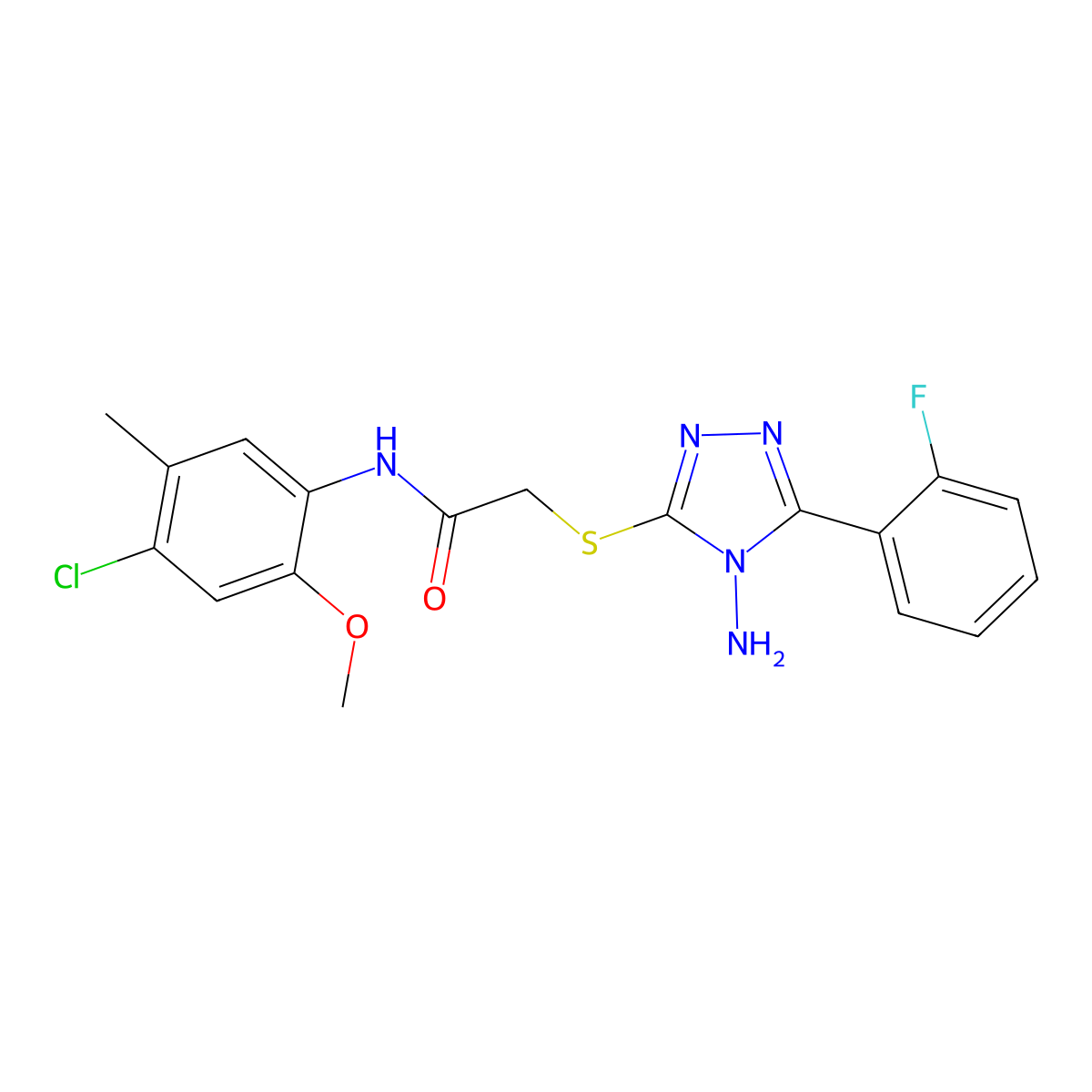 2-[4-amino-5-(2-fluorophenyl)(1,2,4-triazol-3-ylthio)]-N-(4-chloro-2-methoxy-5-methylphenyl)acetamide molecular structure, CAS 575468-15-4