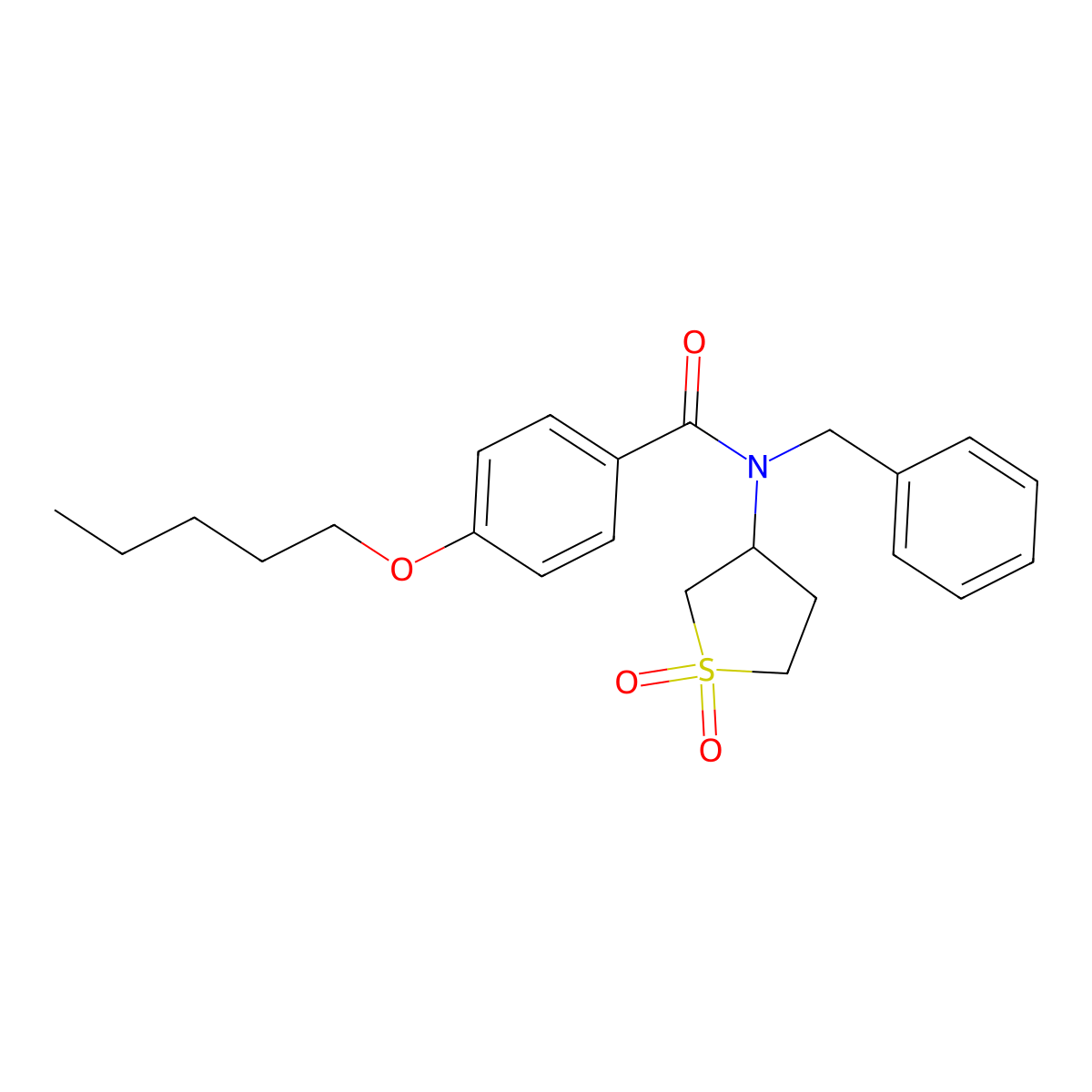 N-benzyl-N-(1,1-dioxidotetrahydrothiophen-3-yl)-4-(pentyloxy)benzamide molecular structure, CAS 575468-17-6
