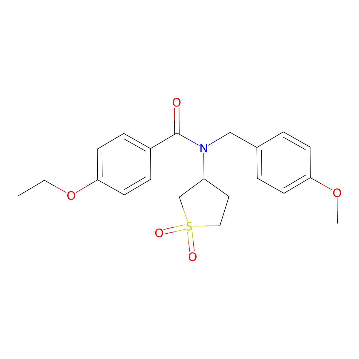 N-(1,1-dioxidotetrahydrothiophen-3-yl)-4-ethoxy-N-(4-methoxybenzyl)benzamide molecular structure, CAS 575468-67-6