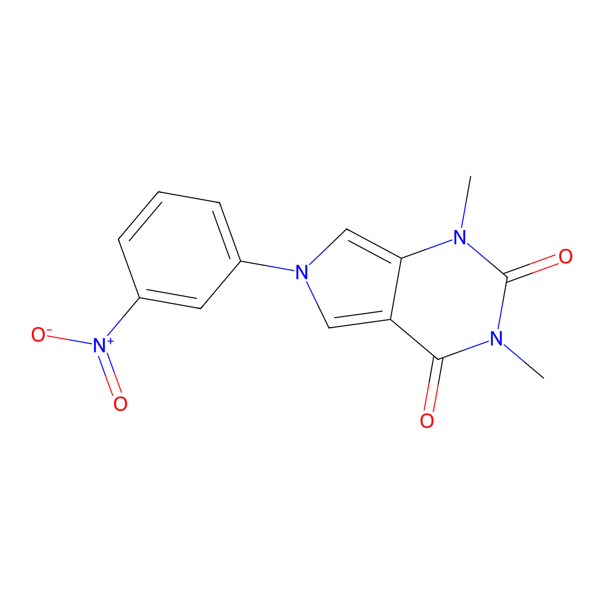 1,3-dimethyl-6-(3-nitrophenyl)-1H-pyrrolo[3,4-d]pyrimidine-2,4(3H,6H)-dione molecular structure, CAS 575468-77-8