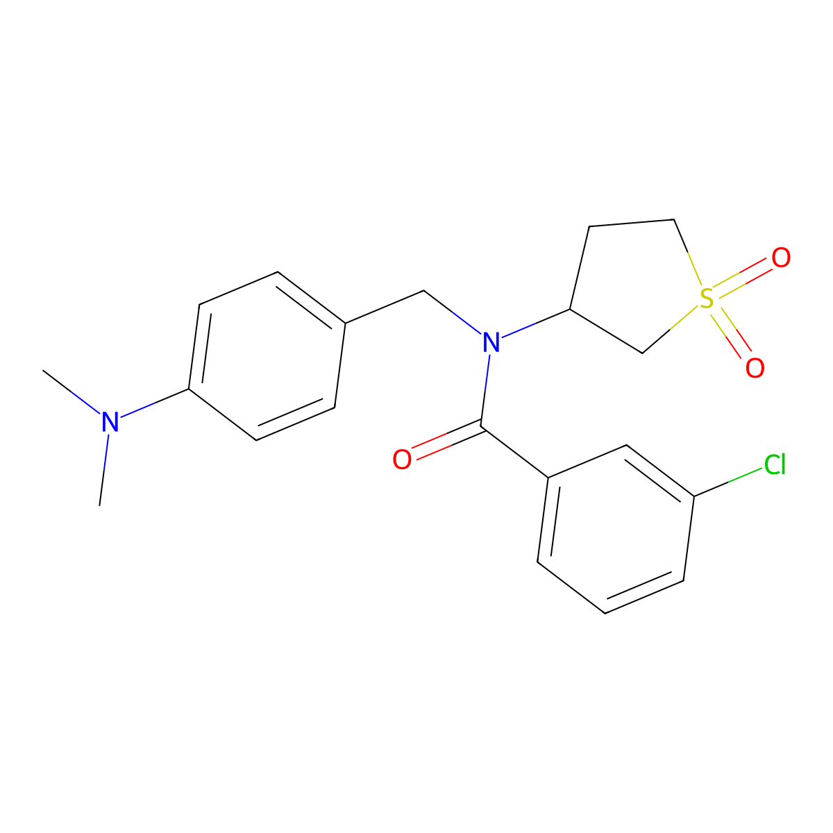 3-chloro-N-[4-(dimethylamino)benzyl]-N-(1,1-dioxidotetrahydrothiophen-3-yl)benzamide molecular structure, CAS 575468-85-8