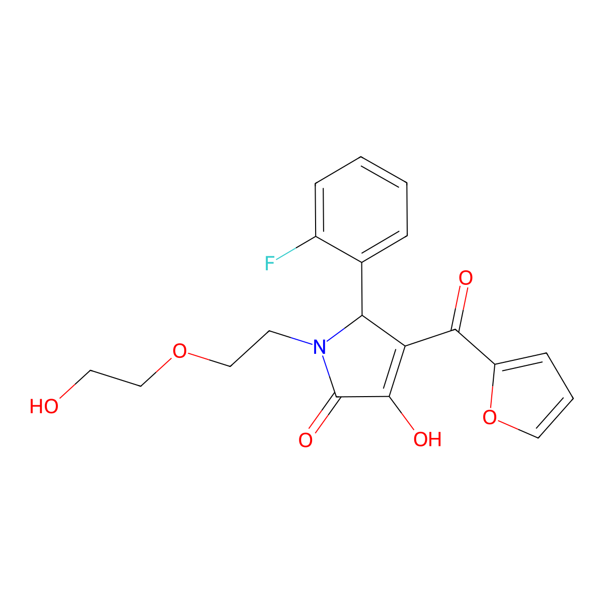 2-(2-fluorophenyl)-3-(furan-2-carbonyl)-4-hydroxy-1-[2-(2-hydroxyethoxy)ethyl]-2H-pyrrol-5-one molecular structure, CAS 575469-16-8