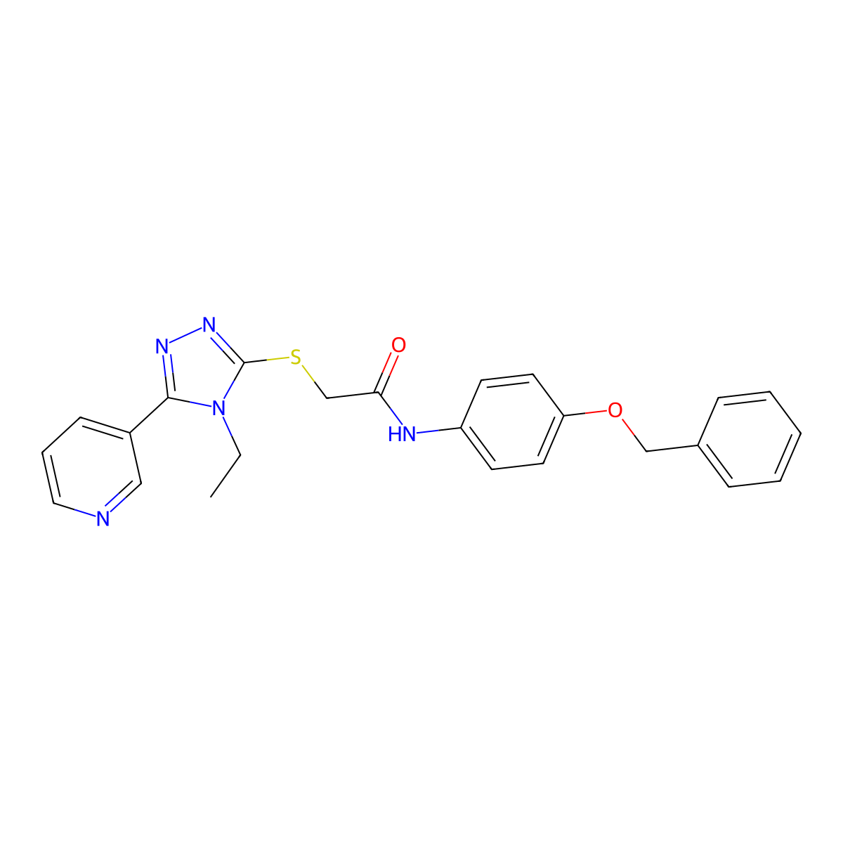 N-(4-(Benzyloxy)phenyl)-2-((4-ethyl-5-(3-pyridinyl)-4H-1,2,4-triazol-3-YL)sulfanyl)acetamide molecular structure, CAS 575469-20-4