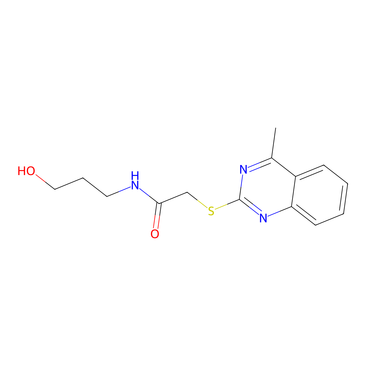 N-(3-hydroxypropyl)-2-(4-methylquinazolin-2-ylthio)acetamide molecular structure, CAS 575469-27-1