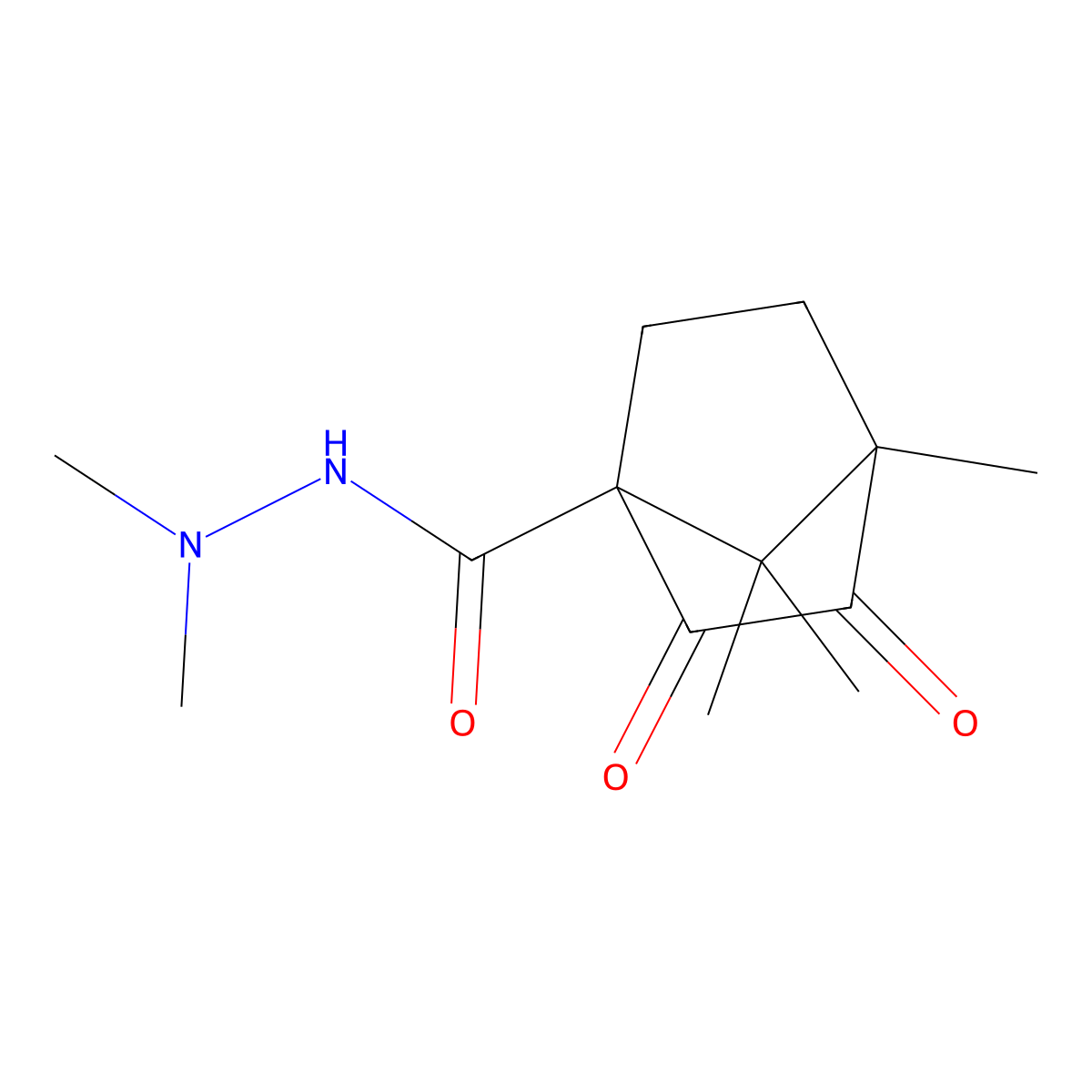 N',N',4,7,7-pentamethyl-2,3-dioxobicyclo[2.2.1]heptane-1-carbohydrazide molecular structure, CAS 575469-31-7