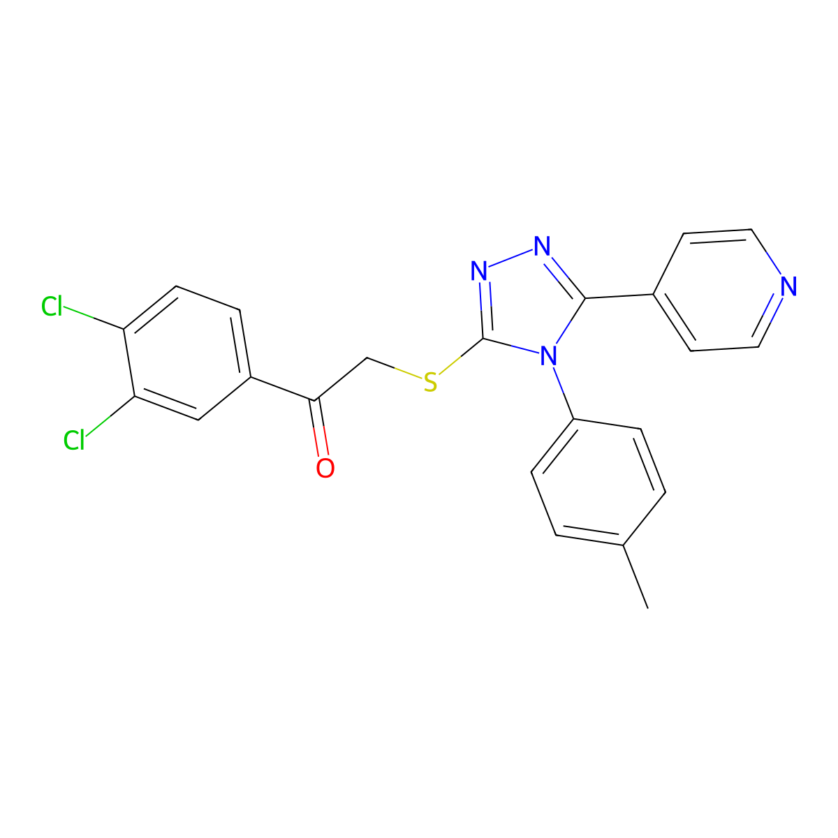 1-(3,4-Dichlorophenyl)-2-((4-(4-methylphenyl)-5-(4-pyridinyl)-4H-1,2,4-triazol-3-YL)sulfanyl)ethanone molecular structure, CAS 575469-40-8