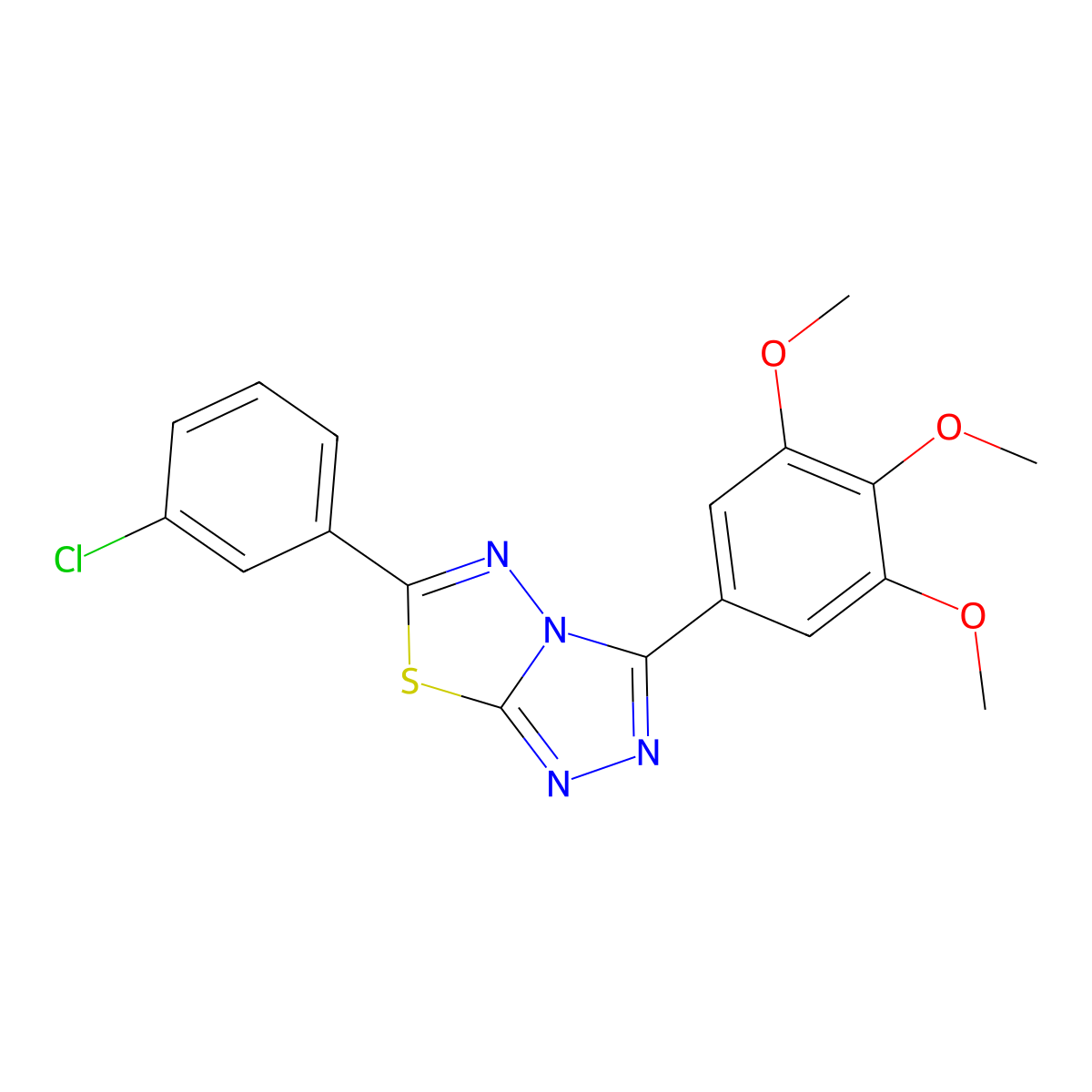 6-(3-Chlorophenyl)-3-(3,4,5-trimethoxyphenyl)-[1,2,4]triazolo[3,4-b][1,3,4]thiadiazole molecular structure, CAS 575469-73-7