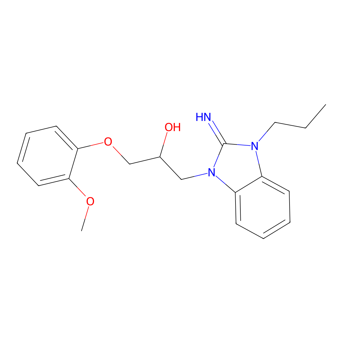 1-(2-Imino-3-propylbenzimidazol-1-yl)-3-(2-methoxyphenoxy)propan-2-ol molecular structure, CAS 575469-77-1