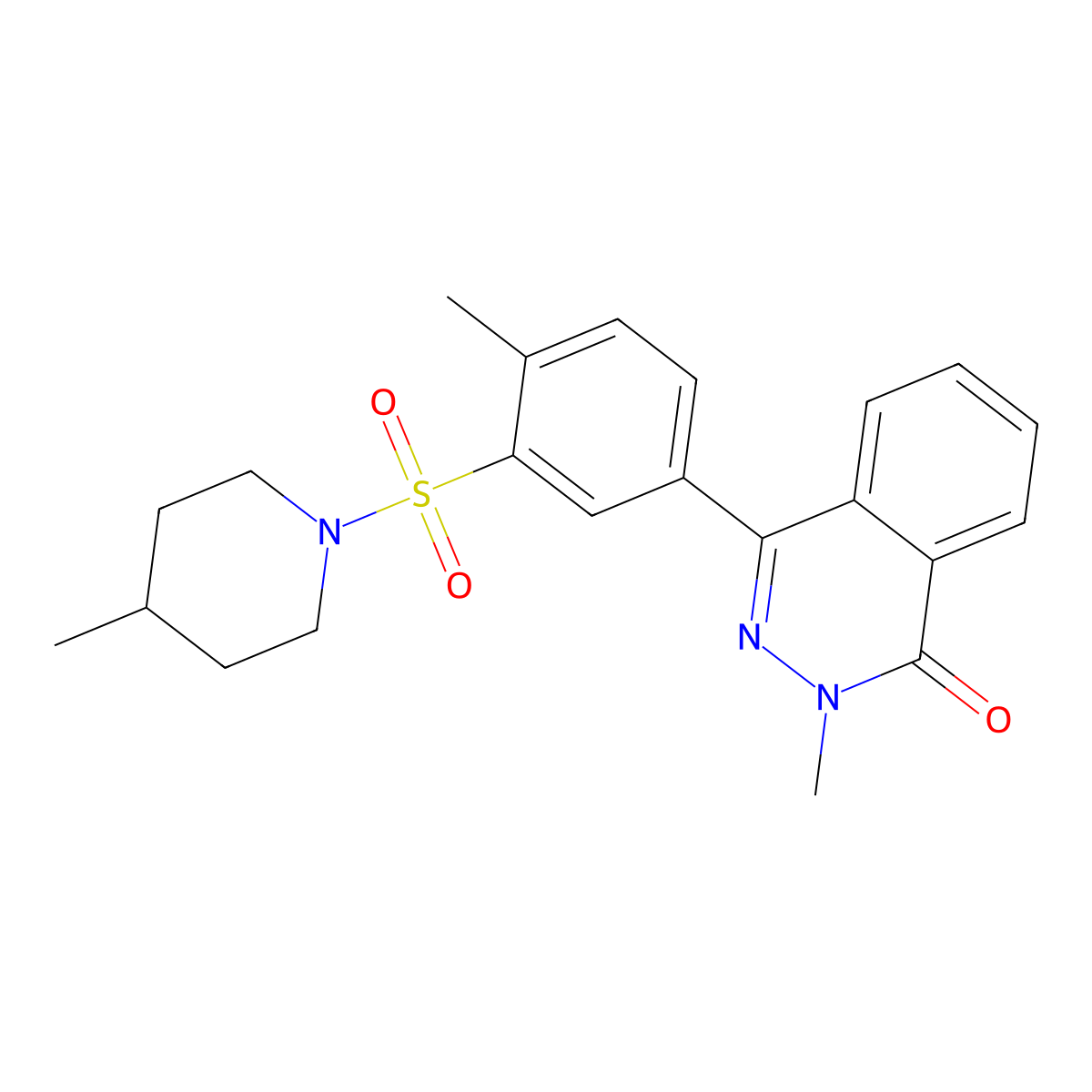 2-Methyl-4-[4-methyl-3-(4-methylpiperidin-1-yl)sulfonylphenyl]phthalazin-1-one molecular structure, CAS 575469-80-6