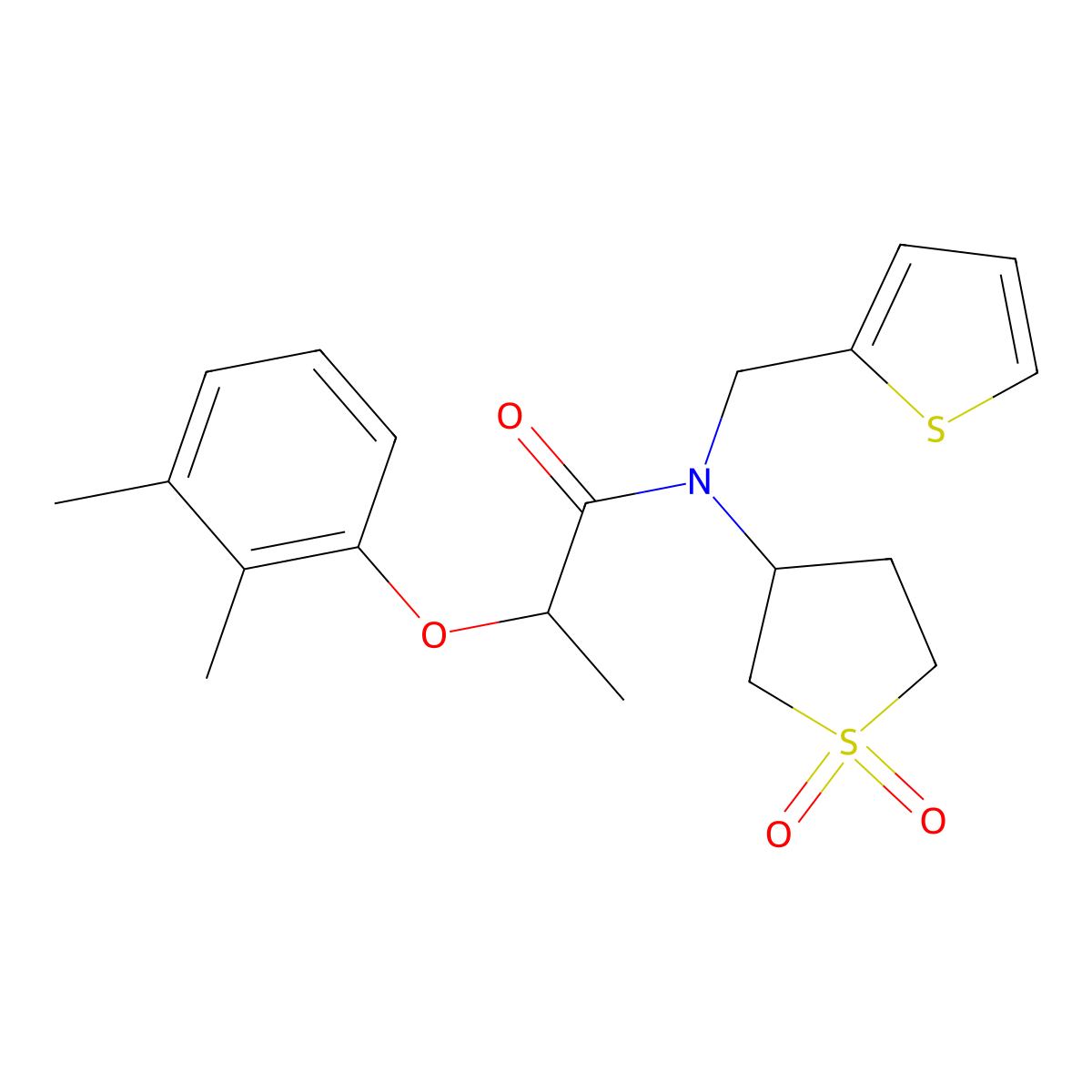 2-(2,3-dimethylphenoxy)-N-(1,1-dioxidotetrahydrothiophen-3-yl)-N-(thiophen-2-ylmethyl)propanamide molecular structure, CAS 575470-03-0