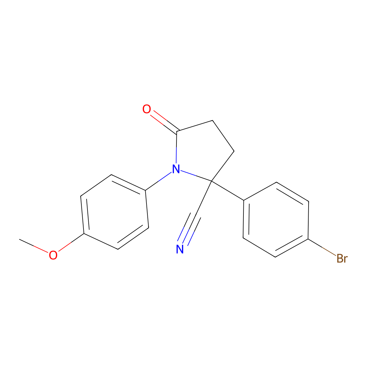 2-(4-Bromophenyl)-1-(4-methoxyphenyl)-5-oxopyrrolidine-2-carbonitrile molecular structure, CAS 575470-14-3