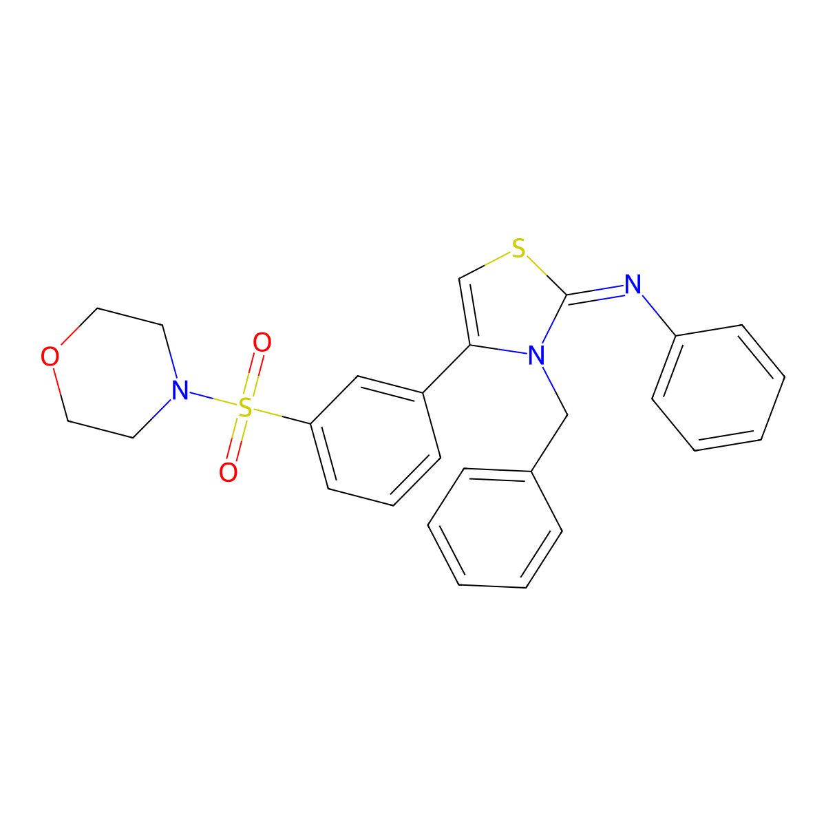 N-[(2Z)-3-benzyl-4-[3-(morpholin-4-ylsulfonyl)phenyl]-1,3-thiazol-2(3H)-ylidene]aniline molecular structure, CAS 575470-19-8