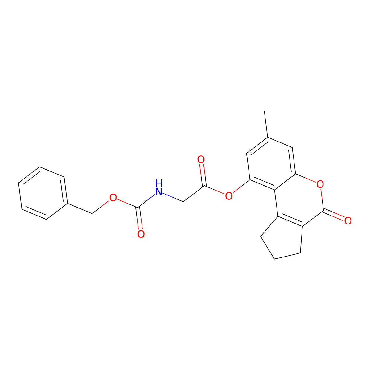 7-methyl-4-oxo-1,2,3,4-tetrahydrocyclopenta[c]chromen-9-yl N-[(benzyloxy)carbonyl]glycinate molecular structure, CAS 575470-23-4