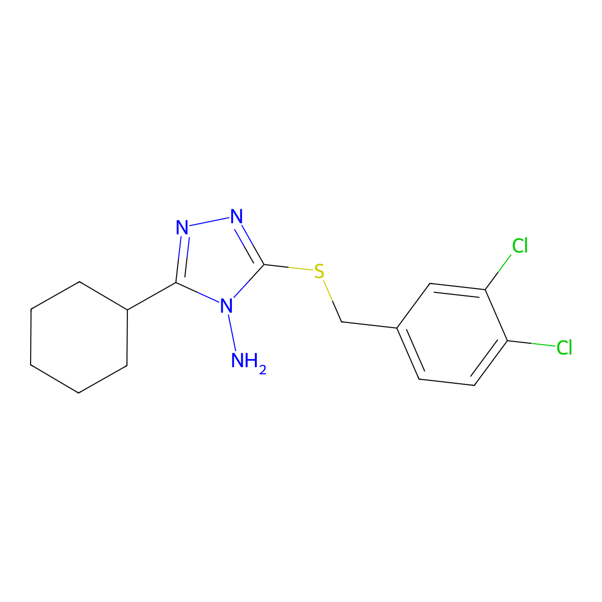 3-[(3,4-Dichlorophenyl)methylthio]-5-cyclohexyl-1,2,4-triazole-4-ylamine molecular structure, CAS 575470-32-5